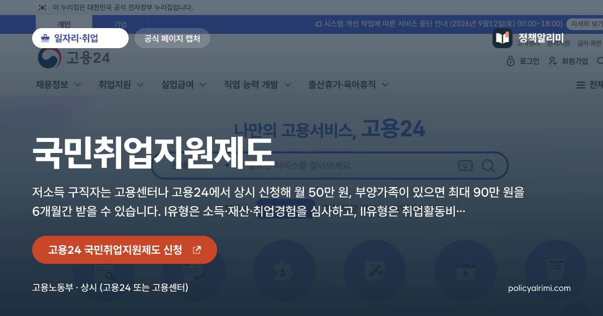 국민취업지원제도 요약 이미지